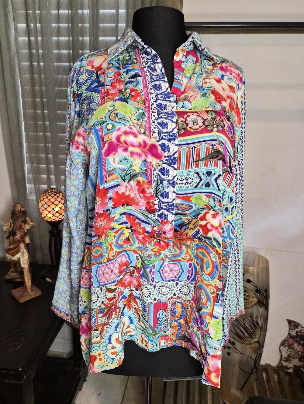 SHANA Apparel – Mandalay 100% Viscose Silk Button Down Shirt XL #0099